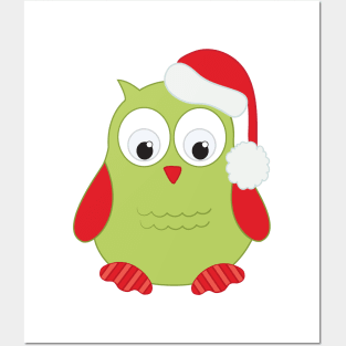 Cute Santa Owl Posters and Art